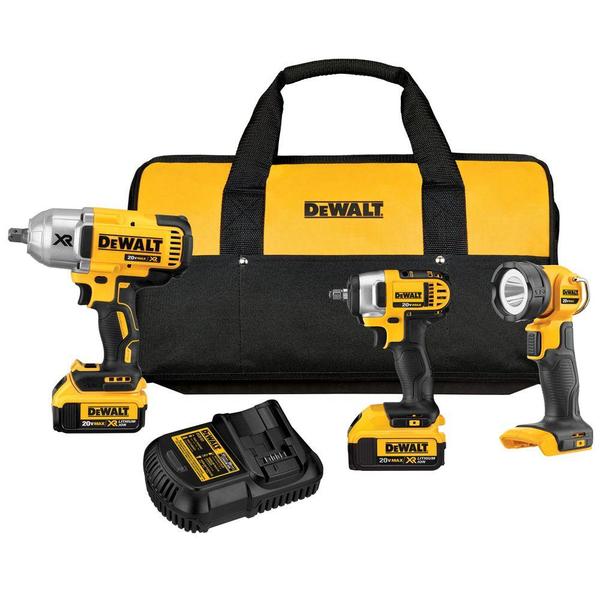 Dewalt 4 Pc Oscilator, X2 Drill, Work Light & Case
