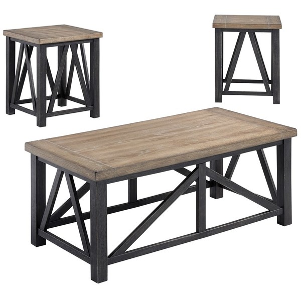 Rent-To-Own This 3 Pc Oak & Black Coffee & Ends At National