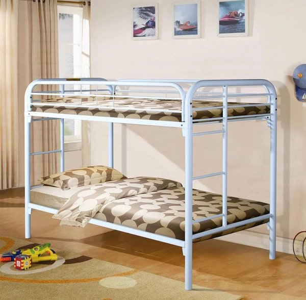 Rent-To-Own This Donco Twin/Twin White Metal Bunk At National