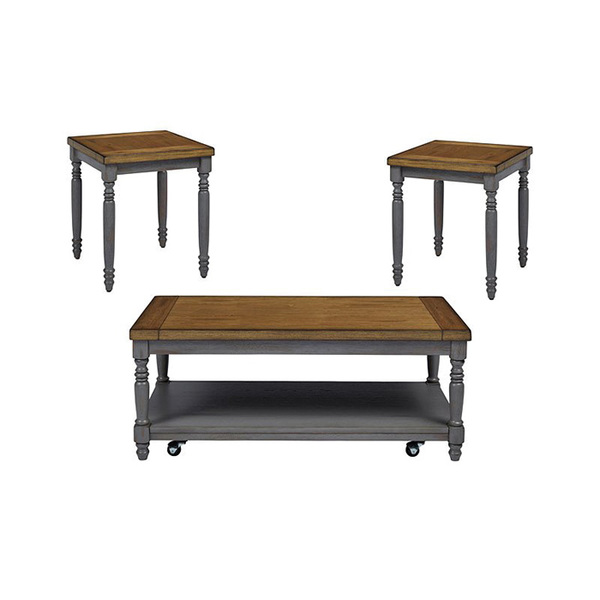 Rent-To-Own A 3pc Oak And Brushed Gray W/Casters At National