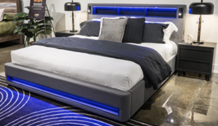 View Verishaw Queen Uph Bed w/LED's  & BlueTooth